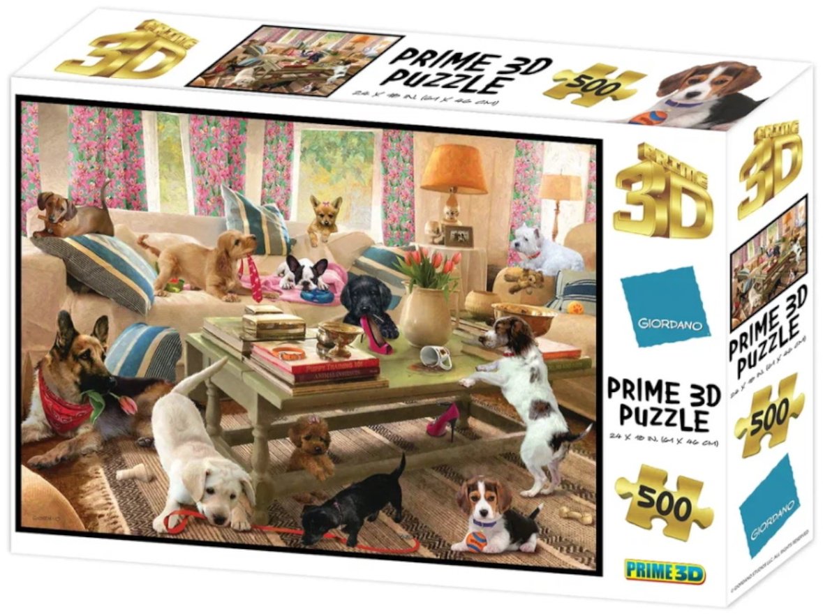 Prime3D: Super 3D. Пазлы &#34;Собаки в гостиной&#34;, 500 деталей купить,0