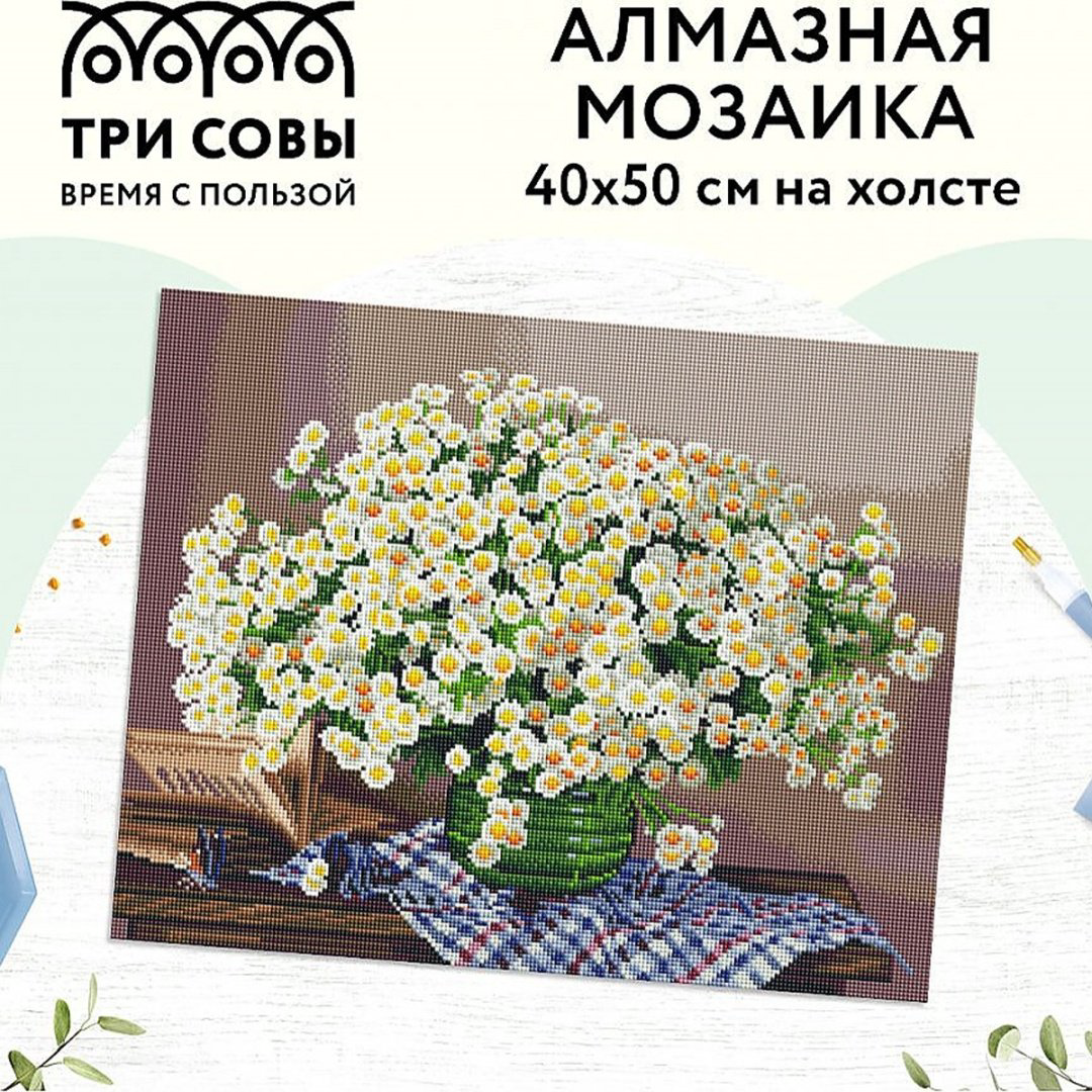 Алмазная мозаика ТРИ СОВЫ Ромашки АМ4050_47551 40 см x 50 см купить,NaN