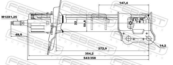 Амортизатор FEBEST передний 12660596FL 1 шт