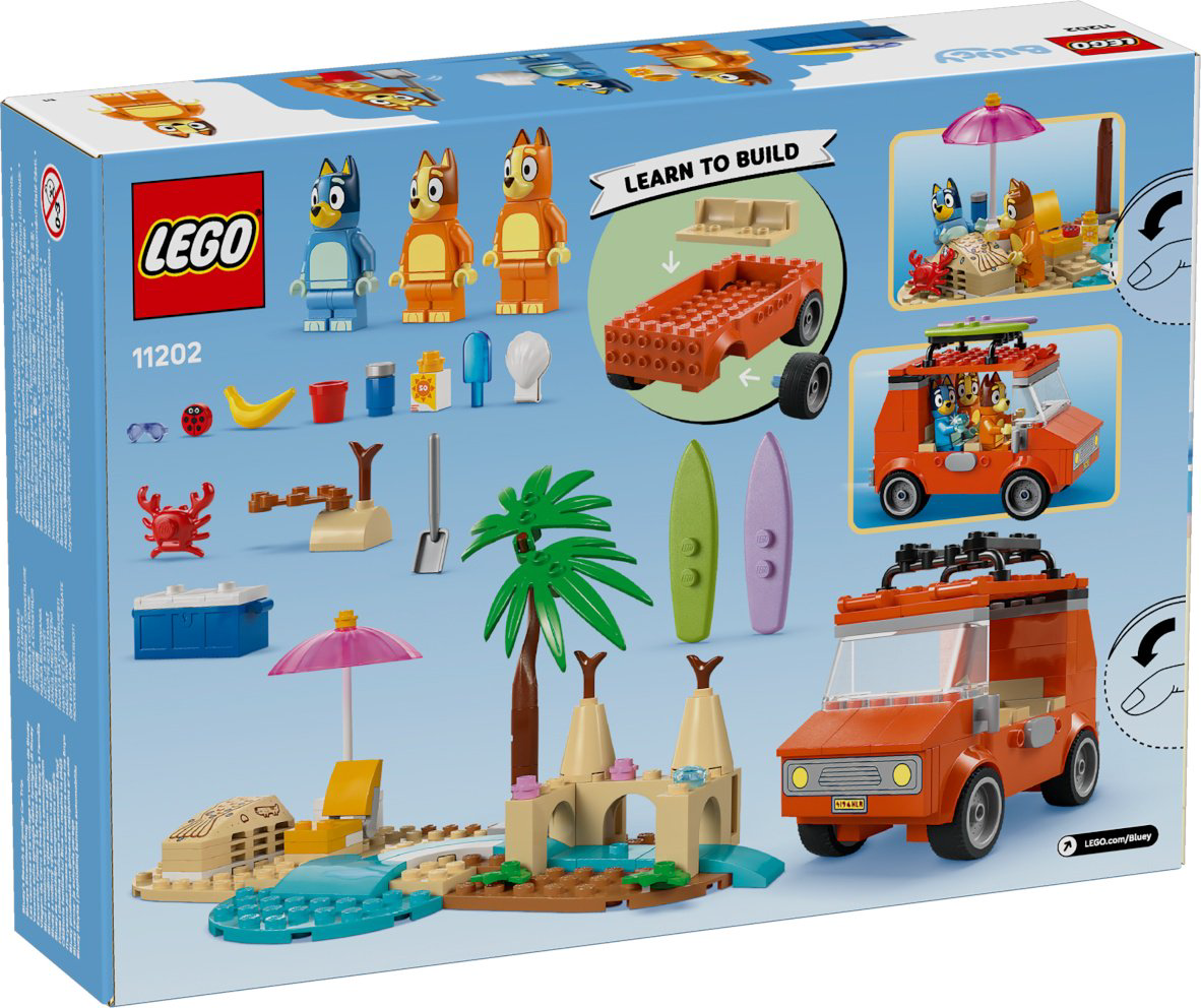 Конструктор LEGO Пляж Блюи и семейная поездка на машине Bluey, деталей 133 шт купить,NaN