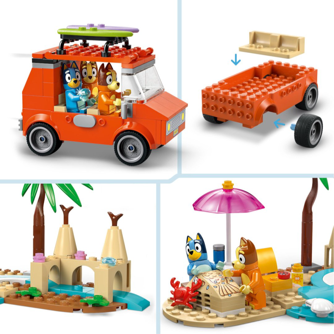 Конструктор LEGO Пляж Блюи и семейная поездка на машине Bluey, деталей 133 шт купить,NaN