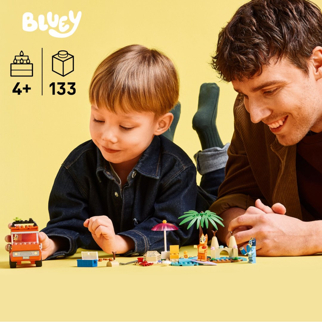 Конструктор LEGO Пляж Блюи и семейная поездка на машине Bluey, деталей 133 шт купить,NaN