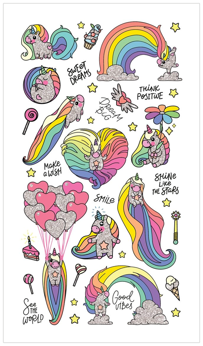 Наклейки Лист MESHU Rainbow unicorn 30 купить,NaN