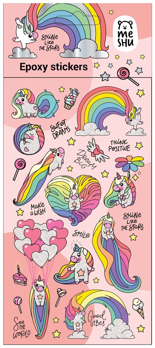 Наклейки Лист MESHU Rainbow unicorn 30 купить,0