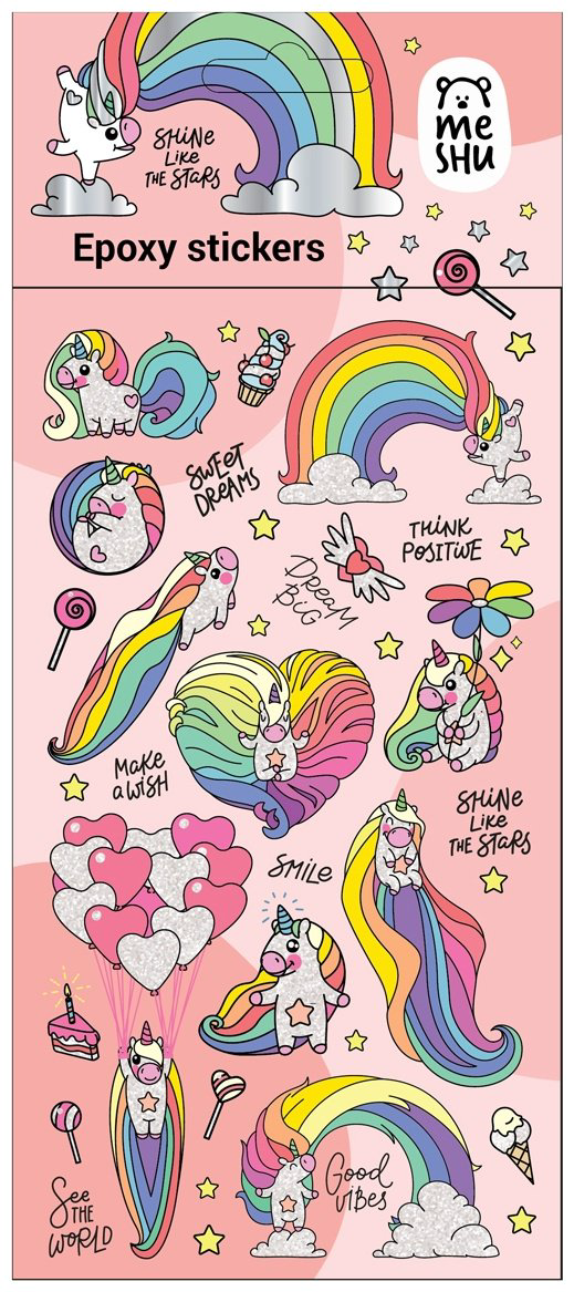 Наклейки Лист MESHU Rainbow unicorn 30 купить,NaN