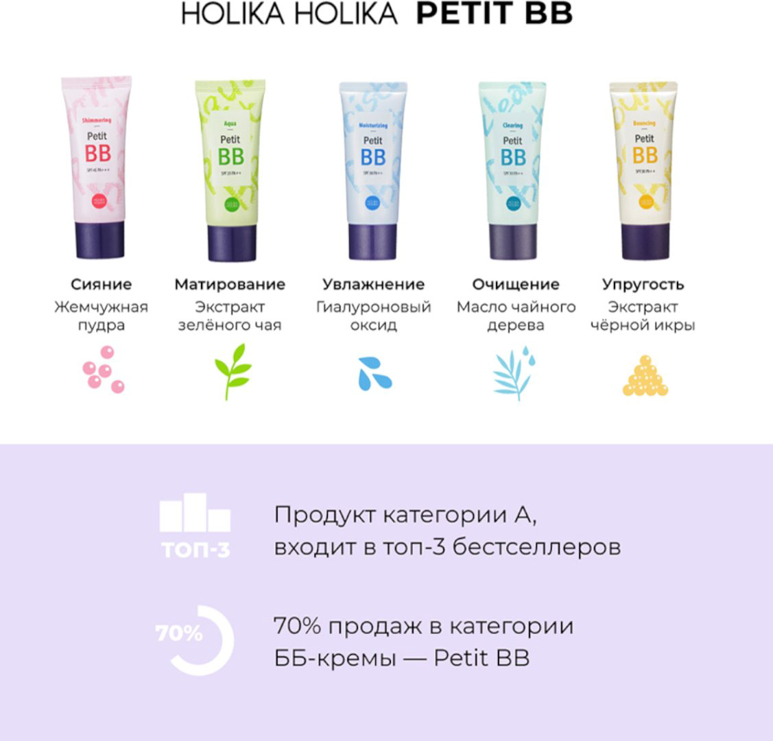 Holika Holika крем Petit BB Clearing SPF30 PA++ для лица 30 мл купить,NaN
