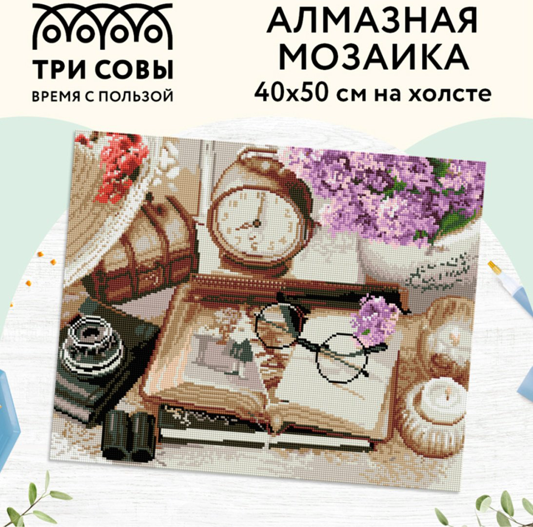 Алмазная мозаика ТРИ СОВЫ "Фотоальбом", 40*50см, холст, картонная коробка с пластиковой ручкой купить,NaN