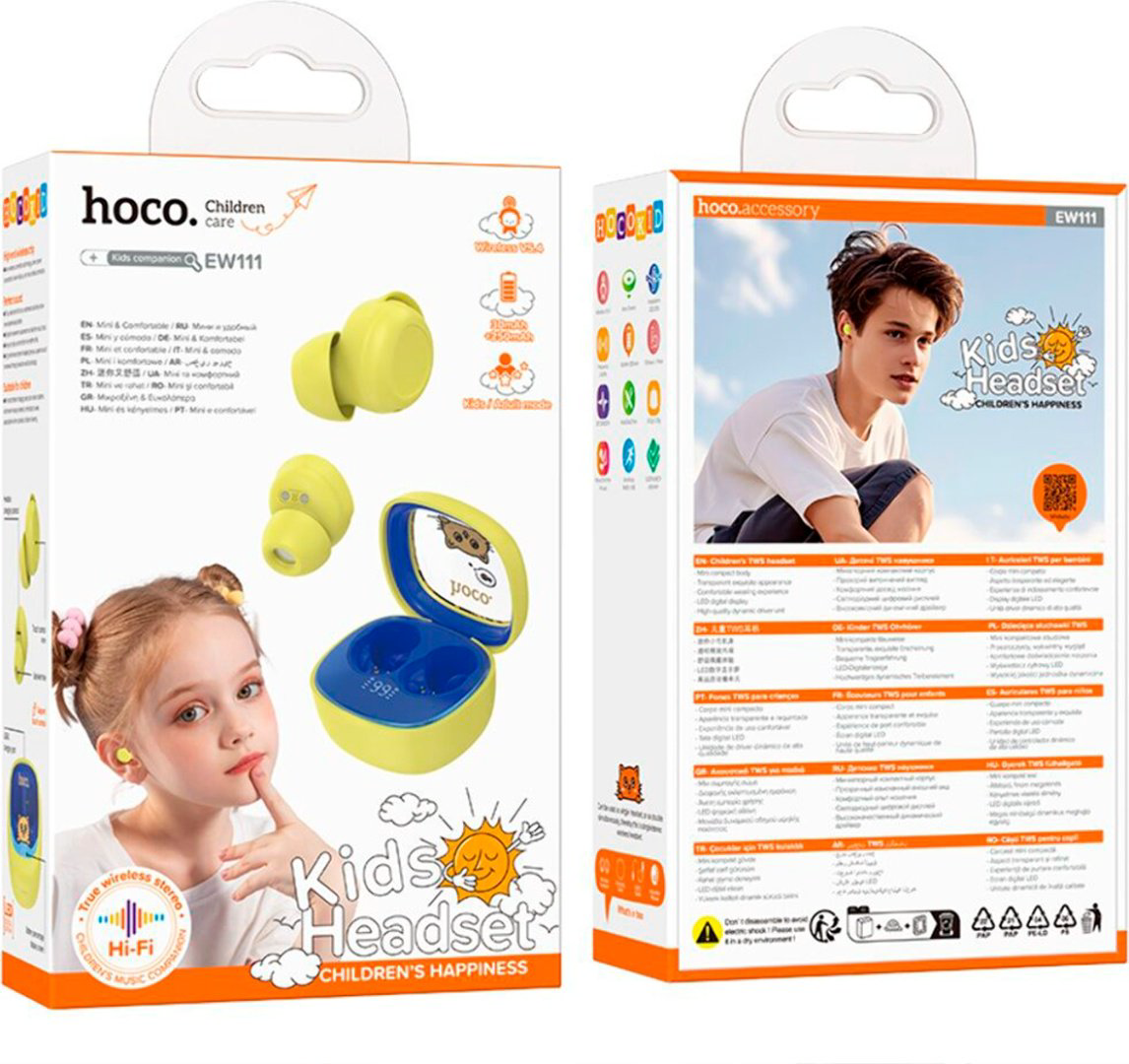 Наушники Hoco EW111 TWS Yellow желтый купить,NaN