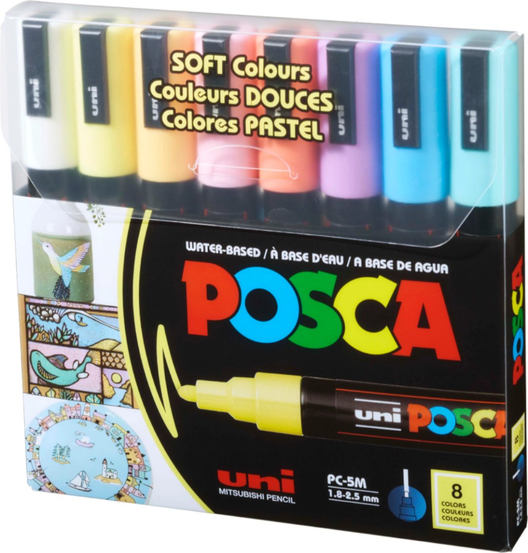 Маркер POSCA MI-PC5M-S-08C, 8 шт, 1.8 мм, мультиколор