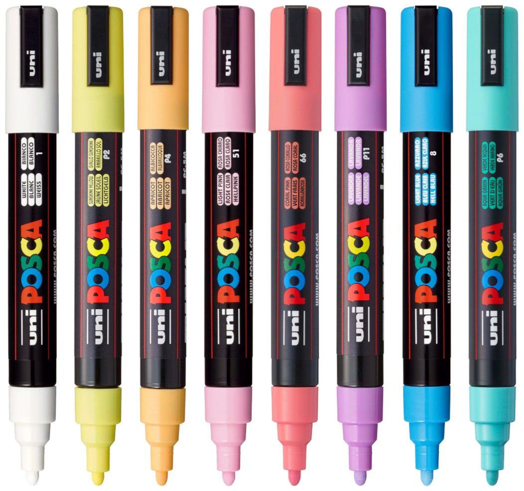 Маркер POSCA MI-PC5M-S-08C, 8 шт, 1.8 мм, мультиколор - ForteMarket Маркер POSCA MI-PC5M-S-08C, 8 шт, 1.8 мм, мультиколор купить,0