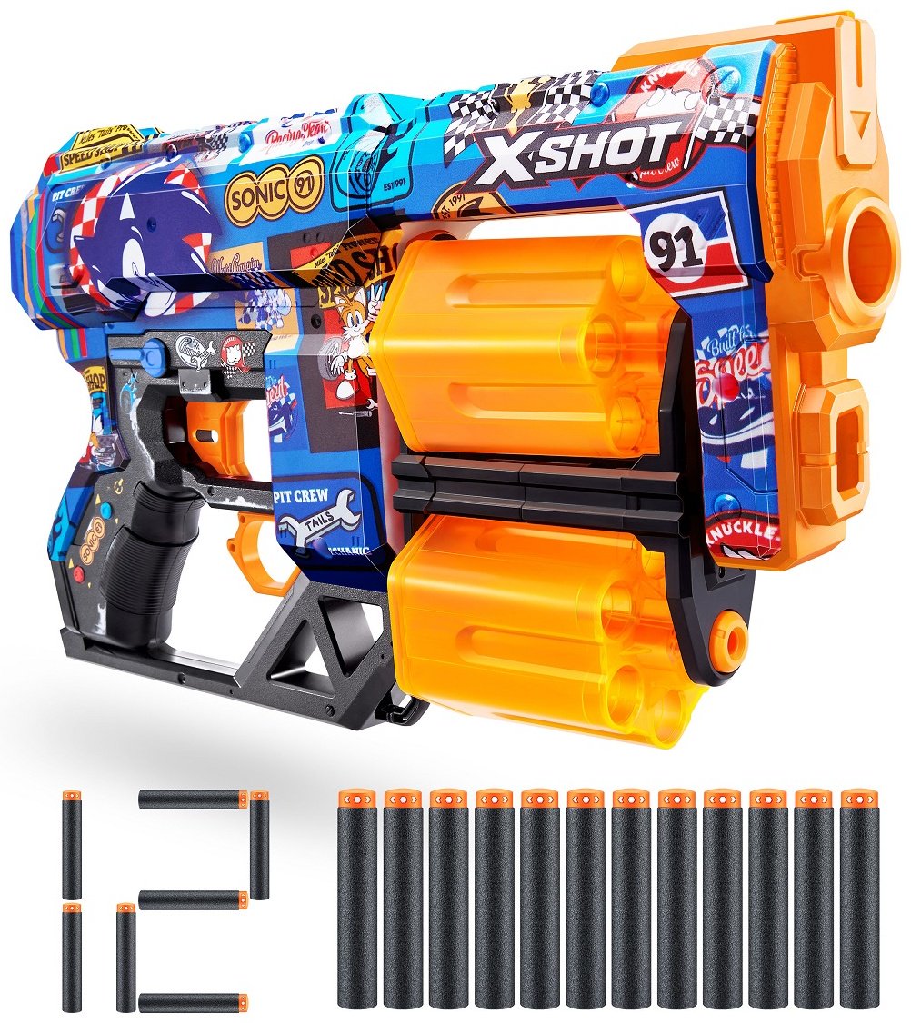 Бластеры X-Shot Dread Sonic - Race Team 36583H, 12 шт