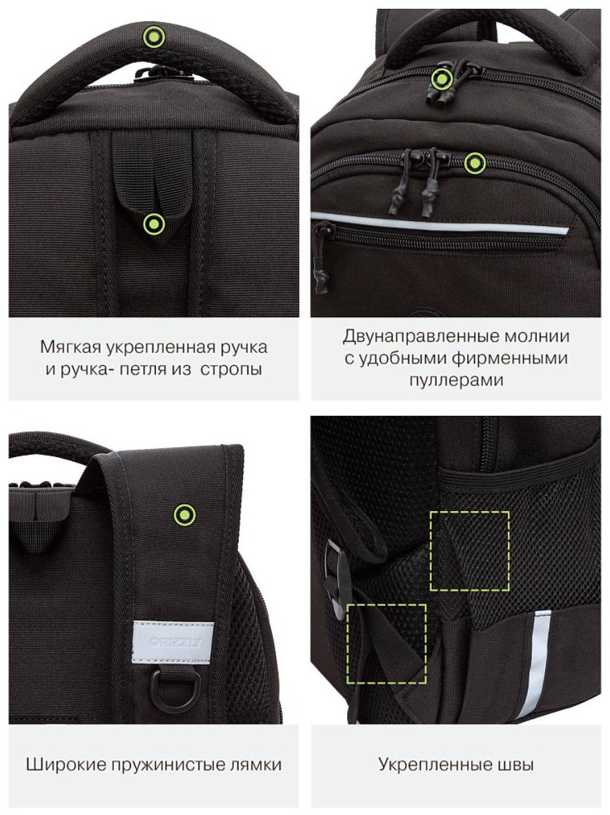 Рюкзак Grizzly полиэстер черный - ForteMarket Рюкзак Grizzly полиэстер черный купить,0
