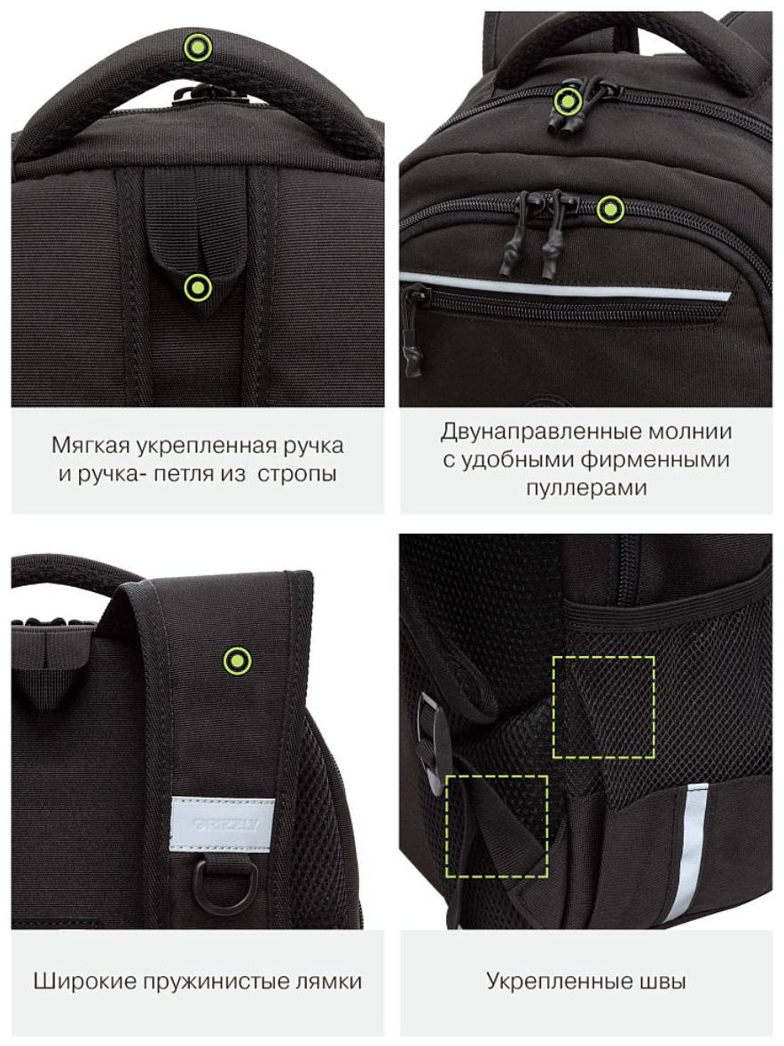 Рюкзак Grizzly полиэстер черный купить,NaN