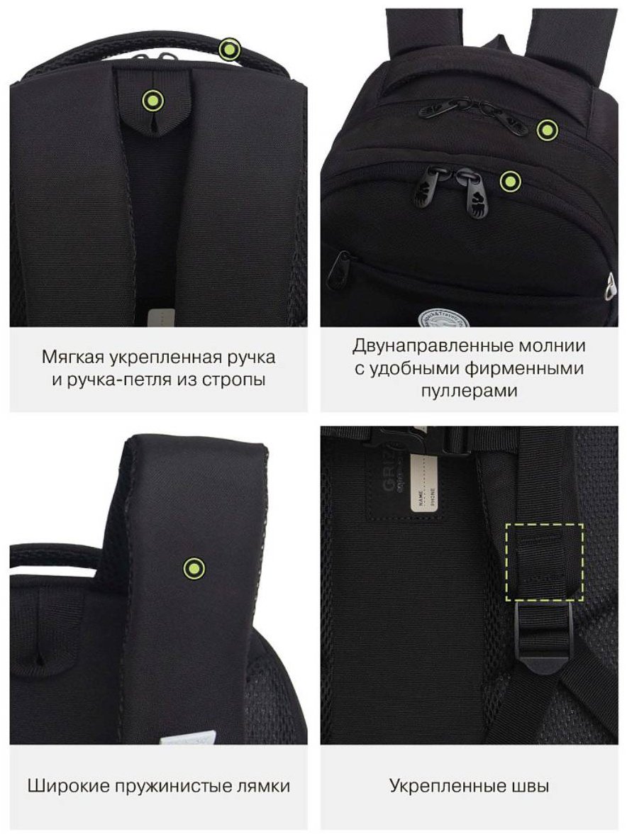 Рюкзак Grizzly полиэстер черный купить,0