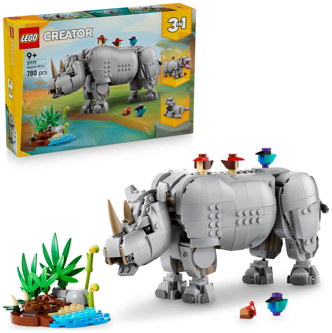 Конструктор LEGO Дикие животные: Величественный носорог с птицами Creator, деталей 780 шт купить,NaN