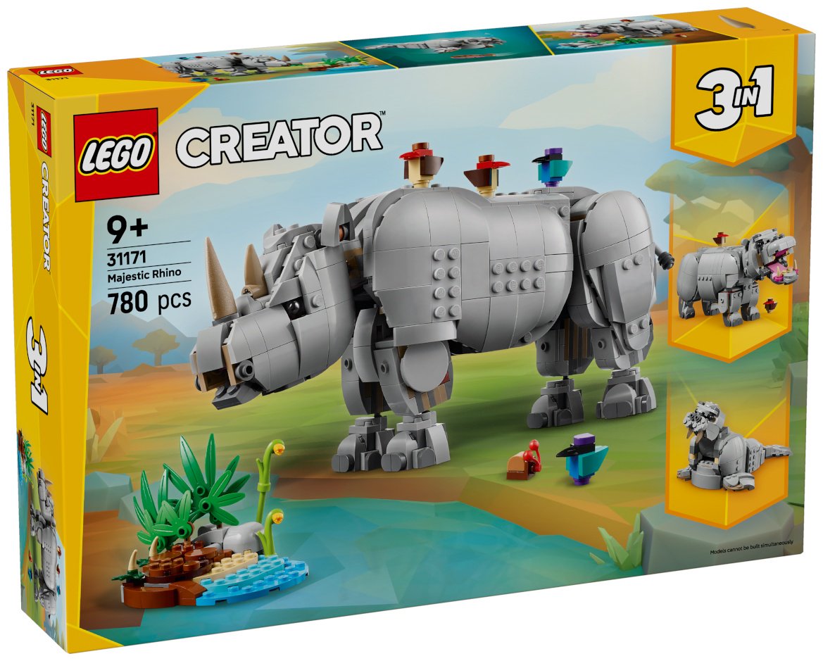 Конструктор LEGO Дикие животные: Величественный носорог с птицами Creator, деталей 780 шт купить,NaN