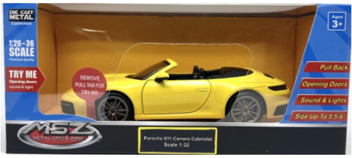 Легковая MSZ Porsche 911 Carrera Cabriolet желтый