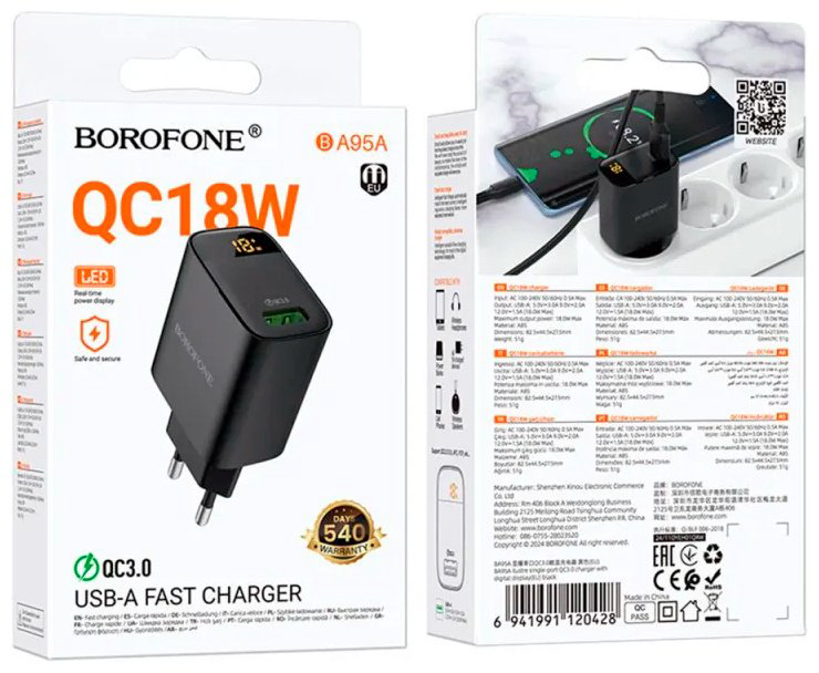 Зарядное устройство Borofone BA95A USB Type-C черный купить,NaN
