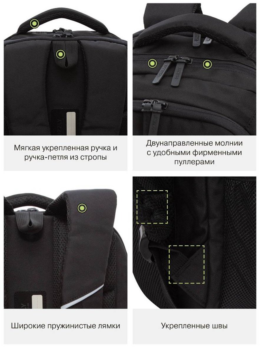 Рюкзак Grizzly полиэстер черный купить,0