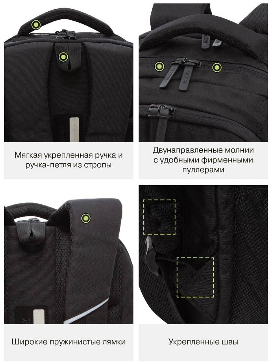 Рюкзак Grizzly полиэстер черный купить,NaN