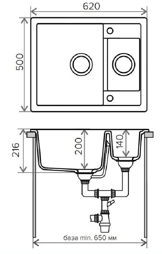 Кухонная мойка TOLERO врезная R-109 Gray серый купить,0