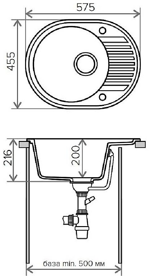 Кухонная мойка TOLERO врезная R-122 Gray серый купить,0