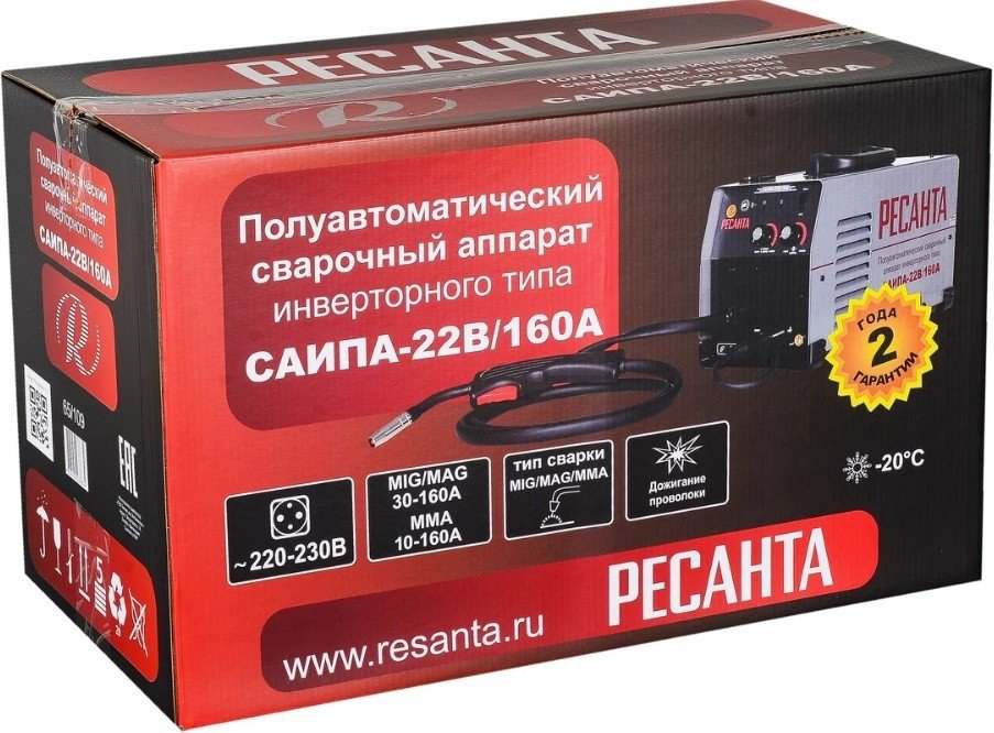 Ресанта сварочный инвертор САИПА-22В/160А 65/109 (MIG/MAG, MMA) купить,NaN