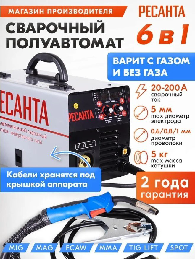 Сварочный полуавтомат Ресанта САИПА-24В/200А (MIG/MAG) купить,109490