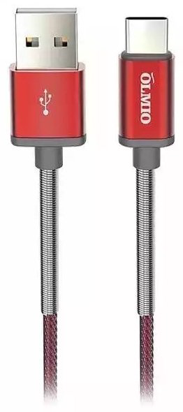 Кабель OLMIO USB 2.0 (M), USB TypeC (M), 1.2 м, красный