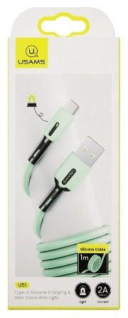 Кабель Usams USB 2.0 (M), USB TypeC (M), 1 м, зеленый купить,NaN