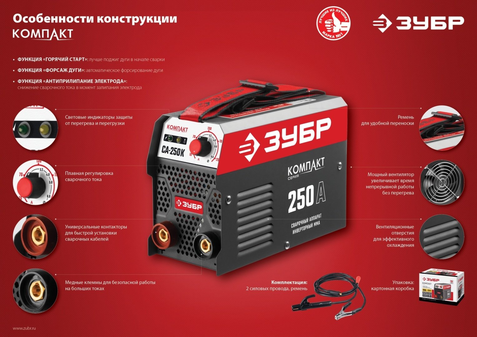 ЗУБР сварочный инвертор СА-250К (MMA) купить,0