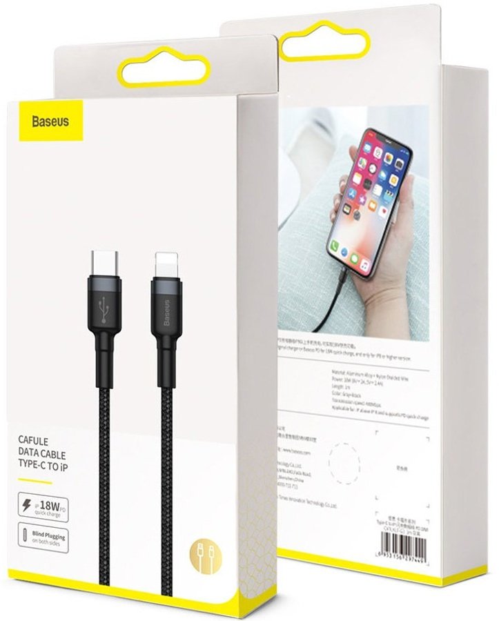 Кабель Baseus Lightning (M), 1 м, черный купить,NaN