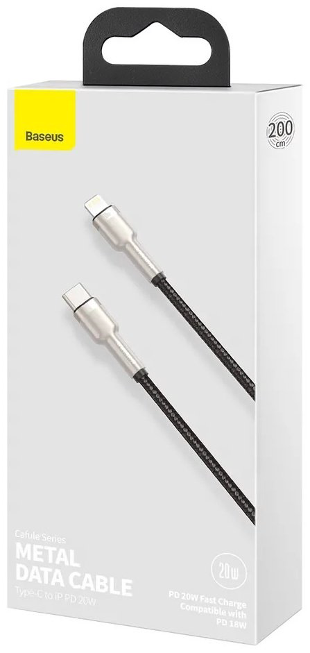 Кабель Baseus USB TypeC (M), Lightning, 2 м, черный купить,NaN