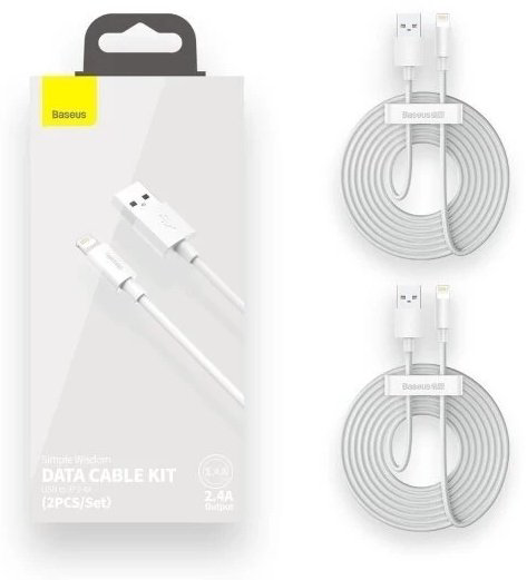 Кабель Baseus Lightning (M), 1.5 м, белый купить,NaN