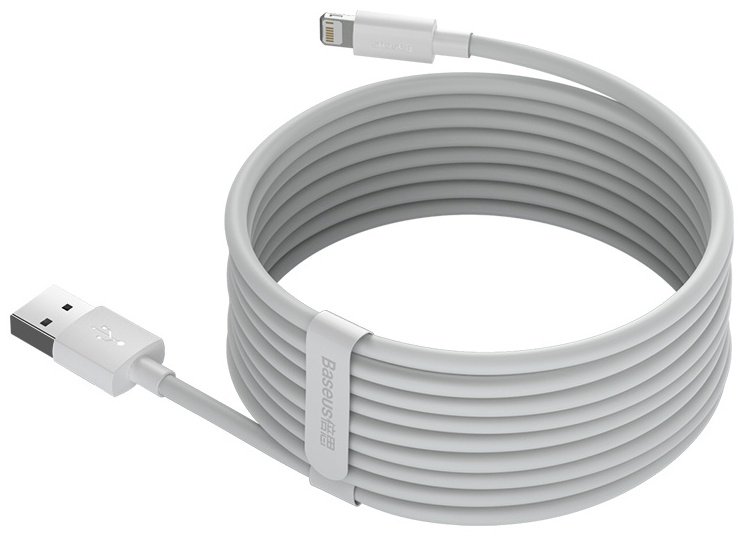 Кабель Baseus Lightning (M), 1.5 м, белый купить,NaN