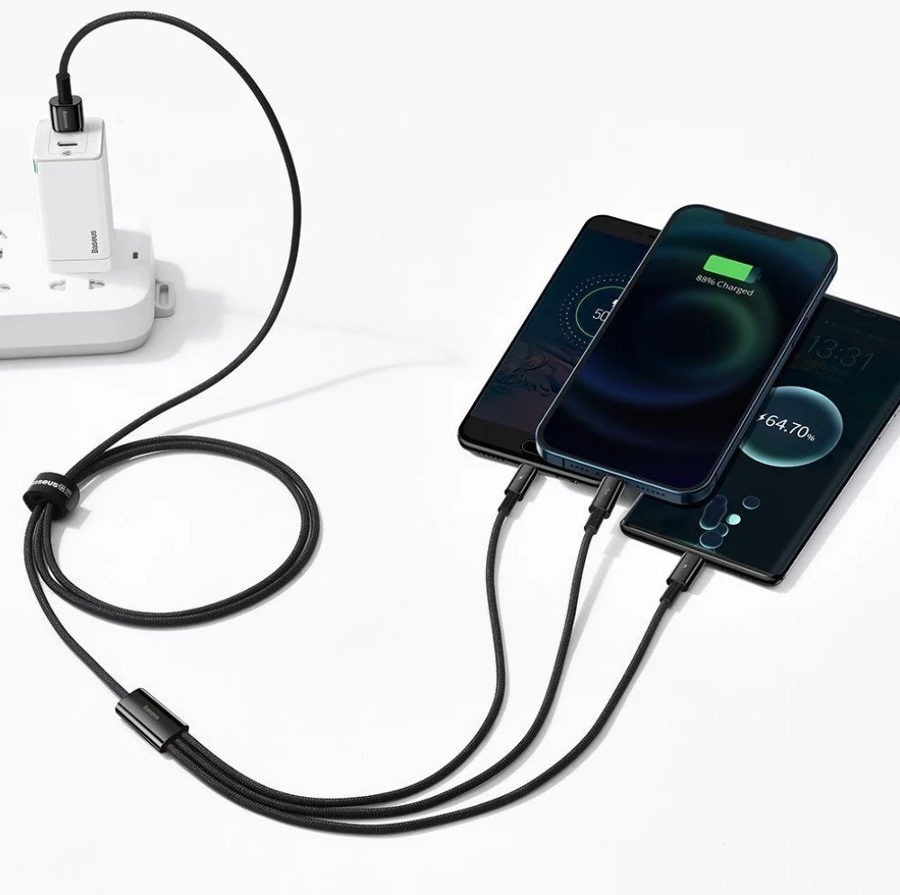 Кабель Baseus USB TypeC (M), micro-USB 2.0 (M), Lightning (M), 1.5 м, черный - ForteMarket Кабель Baseus USB TypeC (M), micro-USB 2.0 (M), Lightning (M), 1.5 м, черный купить,0
