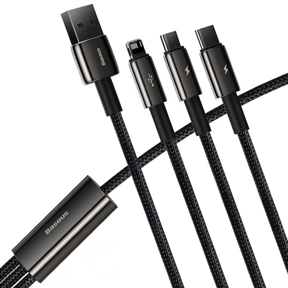 Кабель Baseus USB TypeC (M), micro-USB 2.0 (M), Lightning (M), 1.5 м, черный - ForteMarket Кабель Baseus USB TypeC (M), micro-USB 2.0 (M), Lightning (M), 1.5 м, черный купить,0