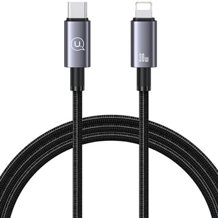 Кабель Usams USB TypeC (M), Lightning (M), 1.2 м, черный
