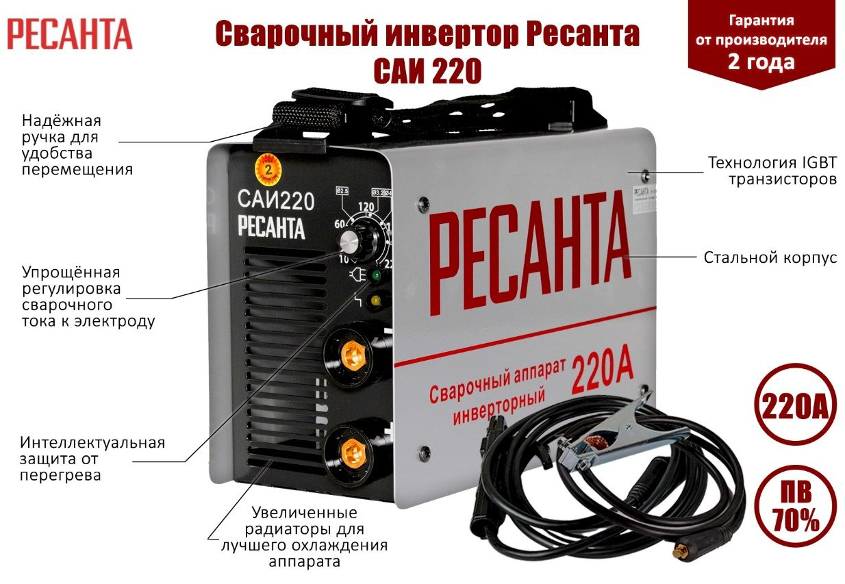 Ресанта сварочный инвертор САИ-220 + кейс (MMA) купить,NaN