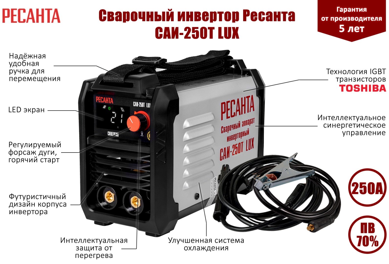 Ресанта сварочный инвертор САИ-250T LUX (MMA)