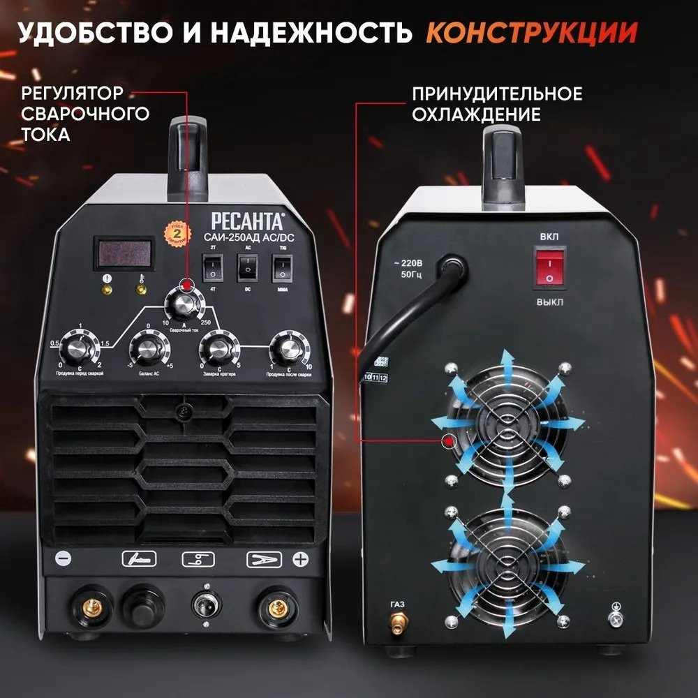 Ресанта сварочный инвертор САИ-250АД AC/DC (TIG, MMA) купить,NaN