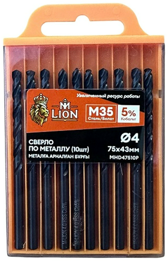 Сверло M-LION спиральное MHD47510P 4 мм, 10 шт.