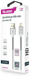 Кабель OLMIO USB 2.0 (M), Lightning (M), 1.2 м, серебристый