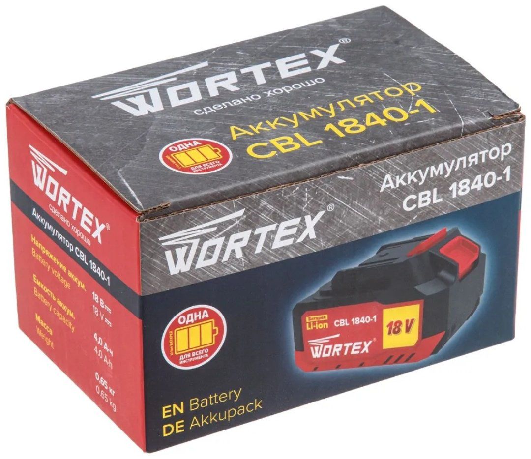 Аккумулятор WORTEX CBL 1840-1 0329187 Li-Ion 18 В 4 Ач 1 шт купить,NaN