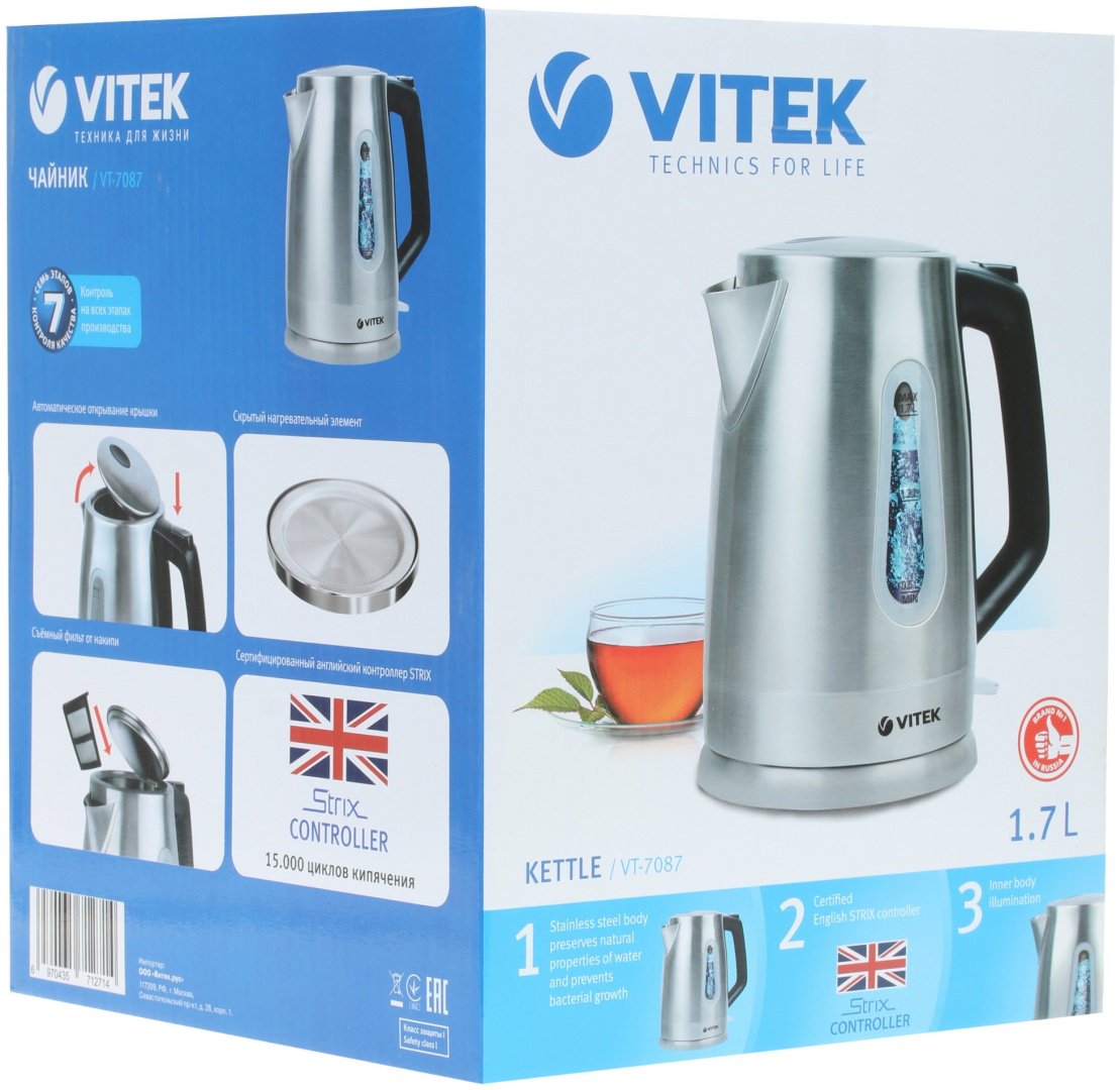 Электрочайник Vitek VT-7087 серебристый