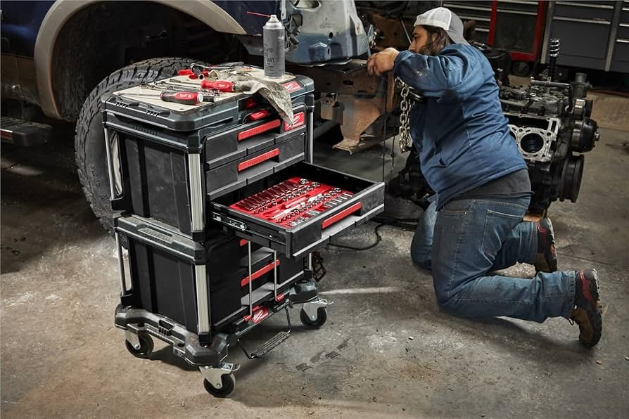Milwaukee ящик с органайзером PACKOUT 4932471068 (48х62х92 см) купить,NaN