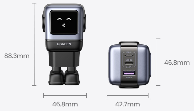 Зарядное устройство Ugreen Nexode RG 65W GaN Silver Black купить,15230