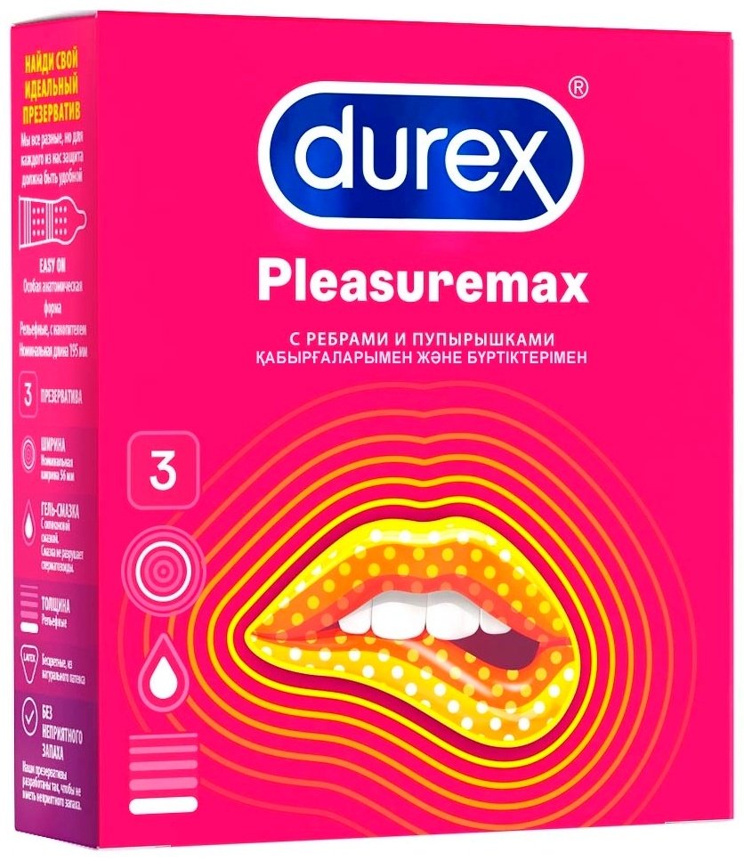 Презервативы Презервативы Durex Pleasuremax 3 шт