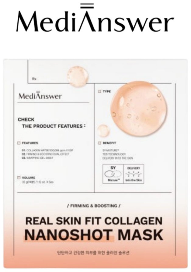 Маска для лица Medianswer гидрогелевая Shot Mask, Real SkinFit Collagen 1 шт