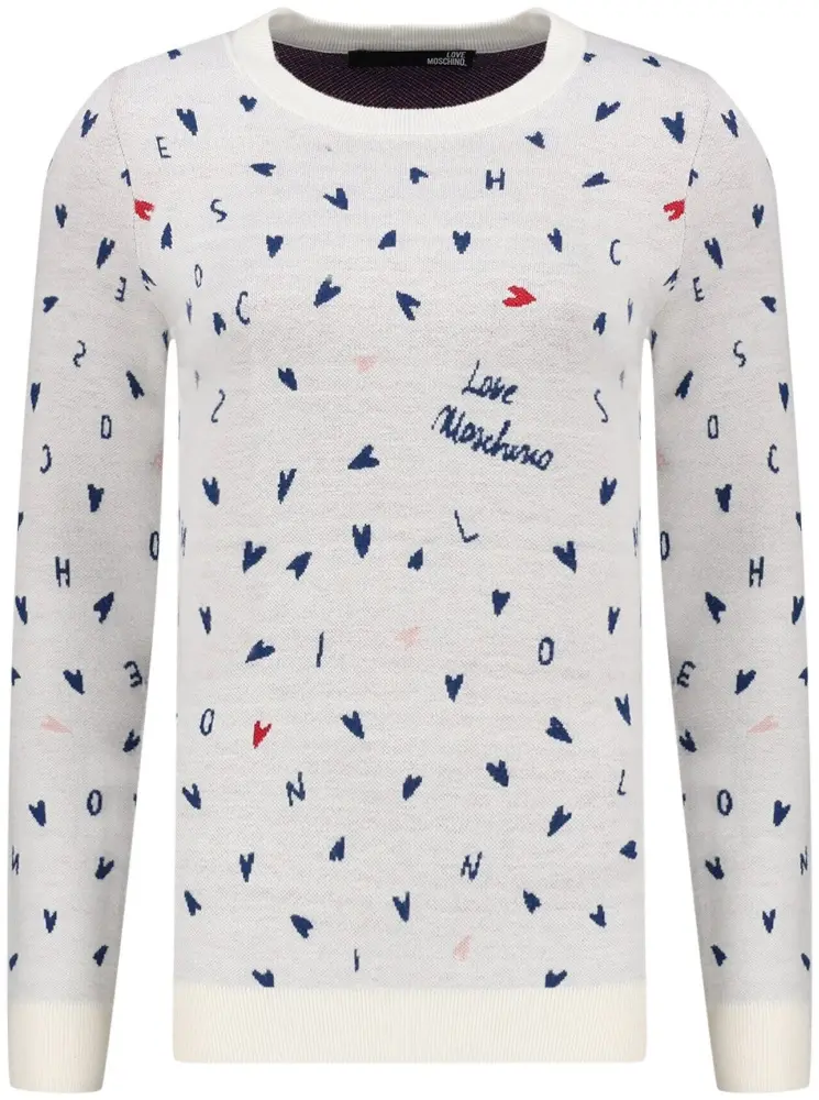 Свитер Love Moschino темно-синий, молочный купить,NaN